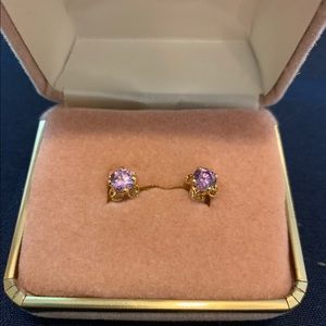 Purple stone stud earrings